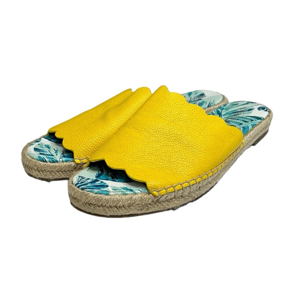 J. McLaughlin Aries Leather Scalloped‎ Sandals Yellow 9.5